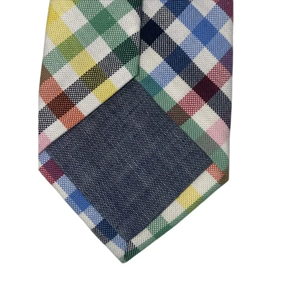 Lands End Kids 100% Cotton Tie Rainbow Plaid USA 52”x2.75”
